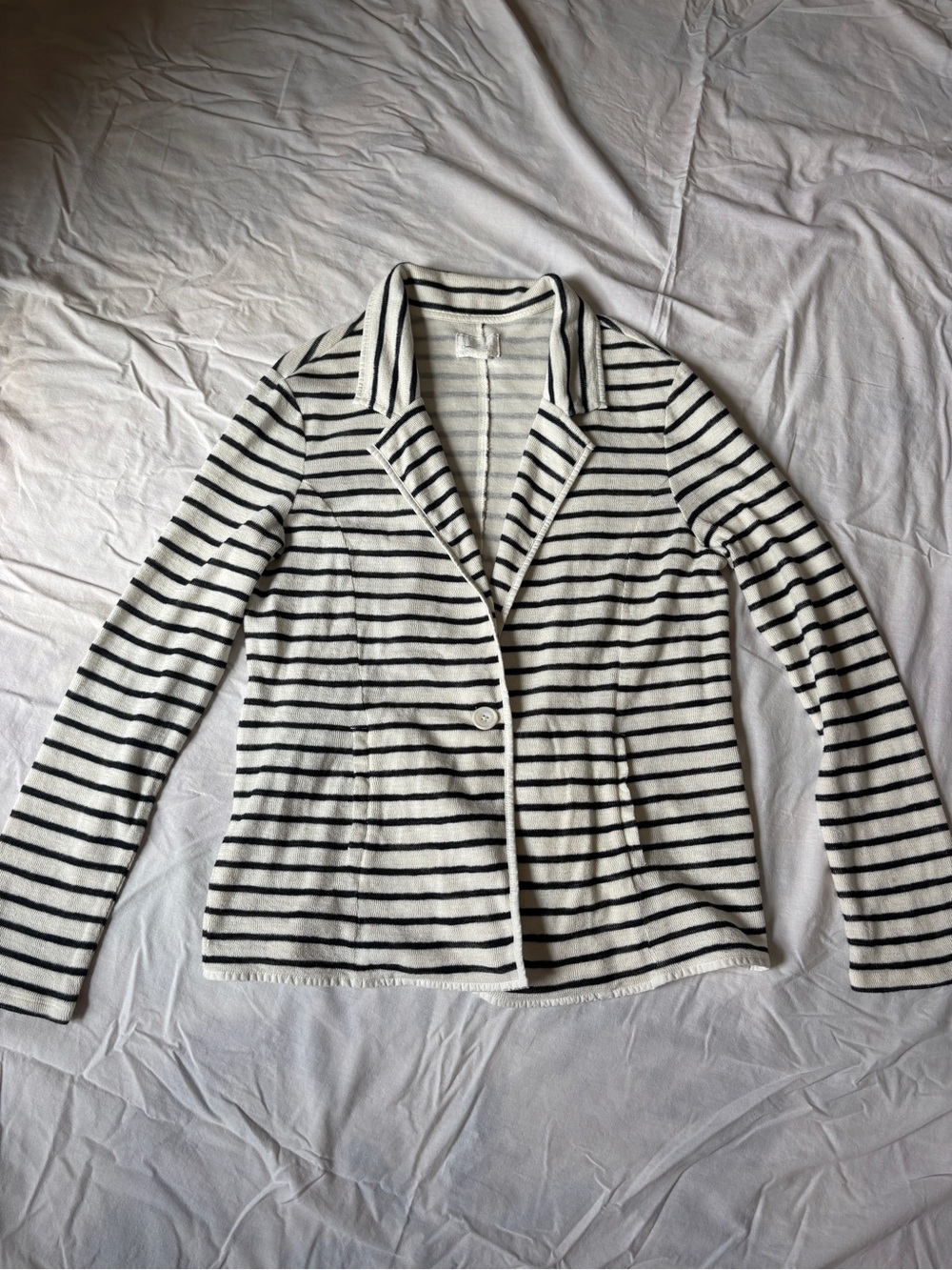 Caslon Striped Knit Top - Black & White. Petite large.